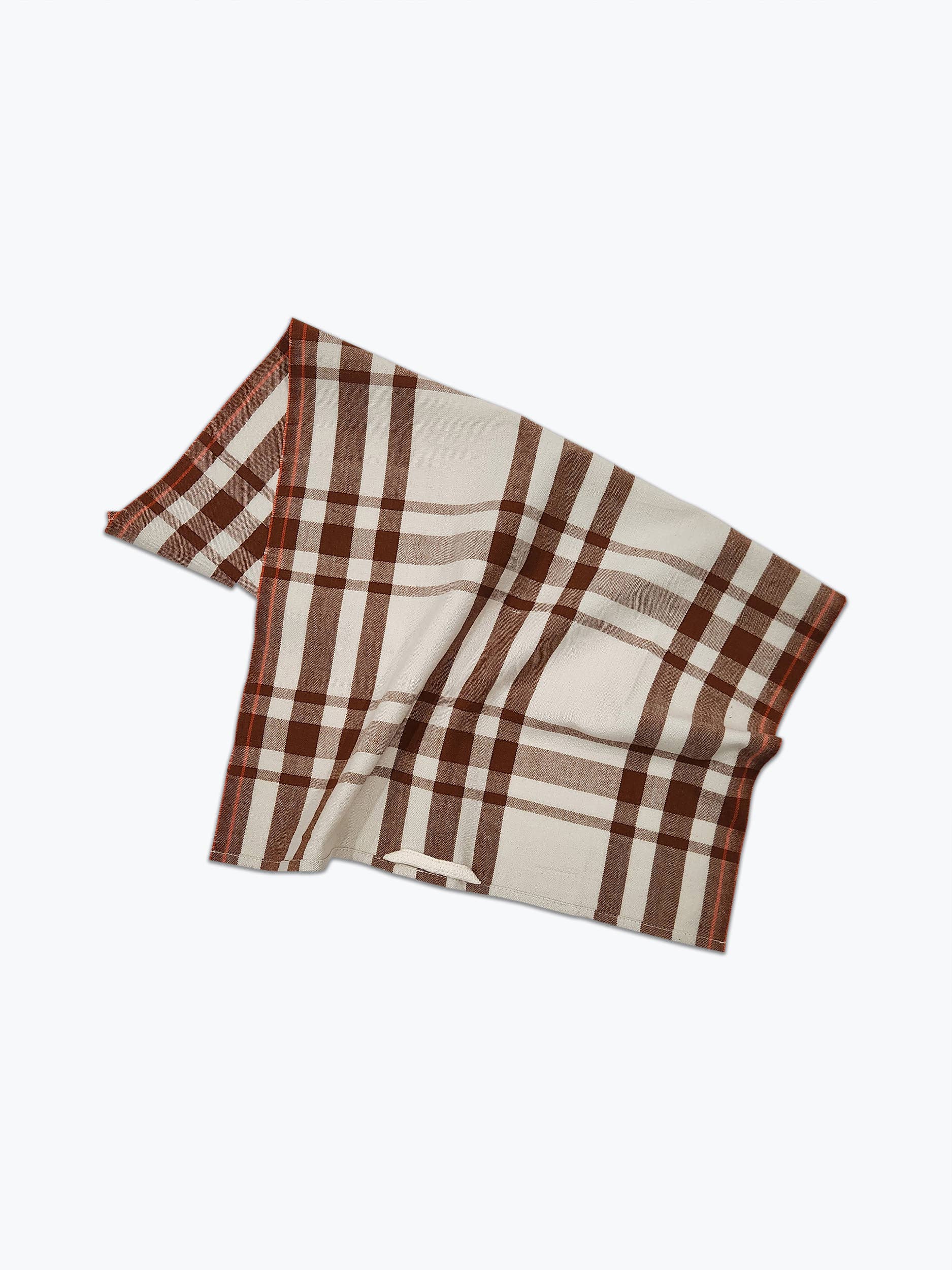 All Roads - Cotton Tea Towel - Brown Plaid