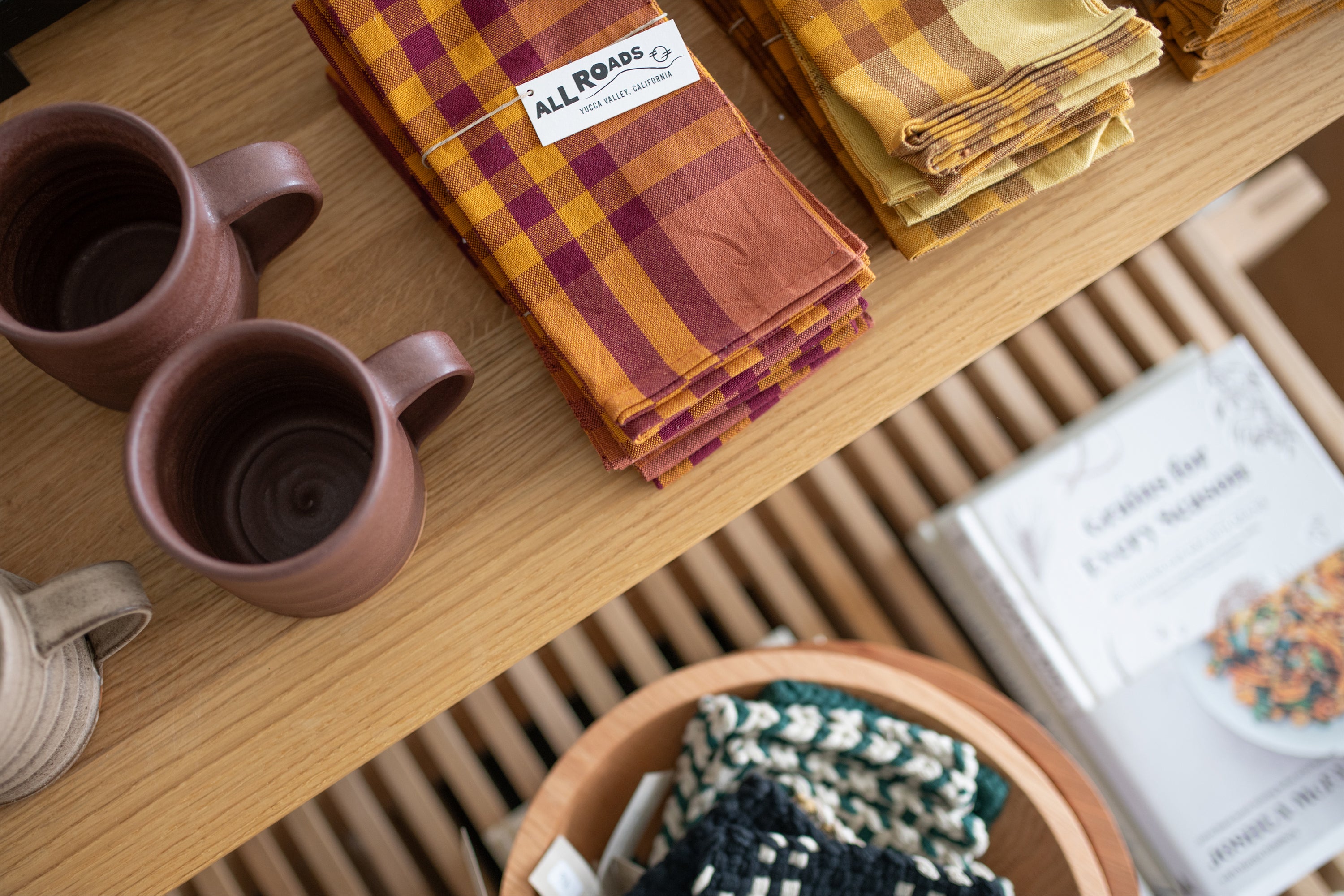 All Roads - Grid Napkin Pair - Cranberry