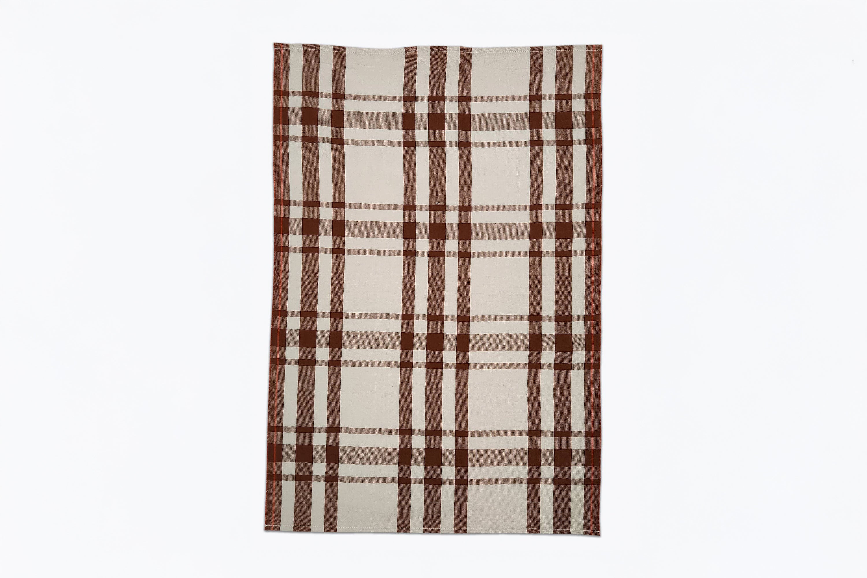 All Roads - Cotton Tea Towel - Brown Plaid