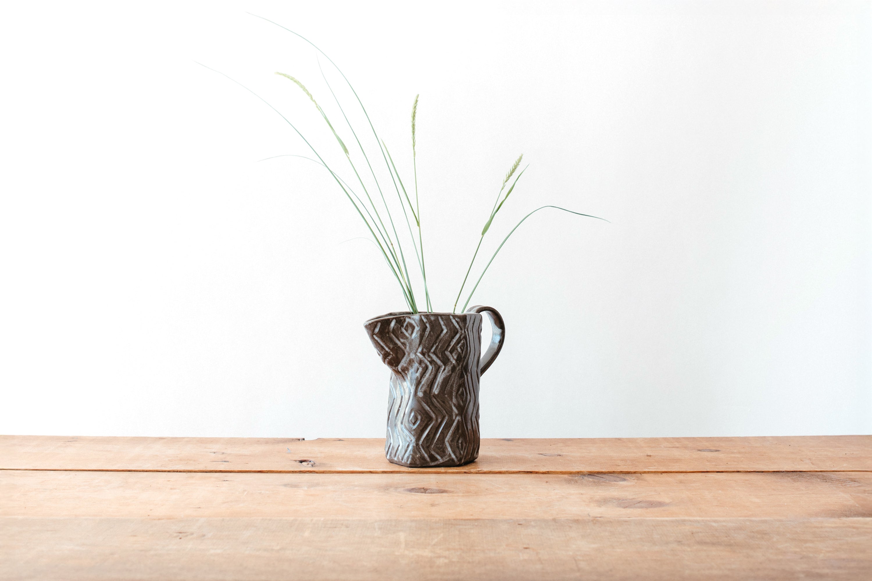 Carved Diamond Pitcher - Brown