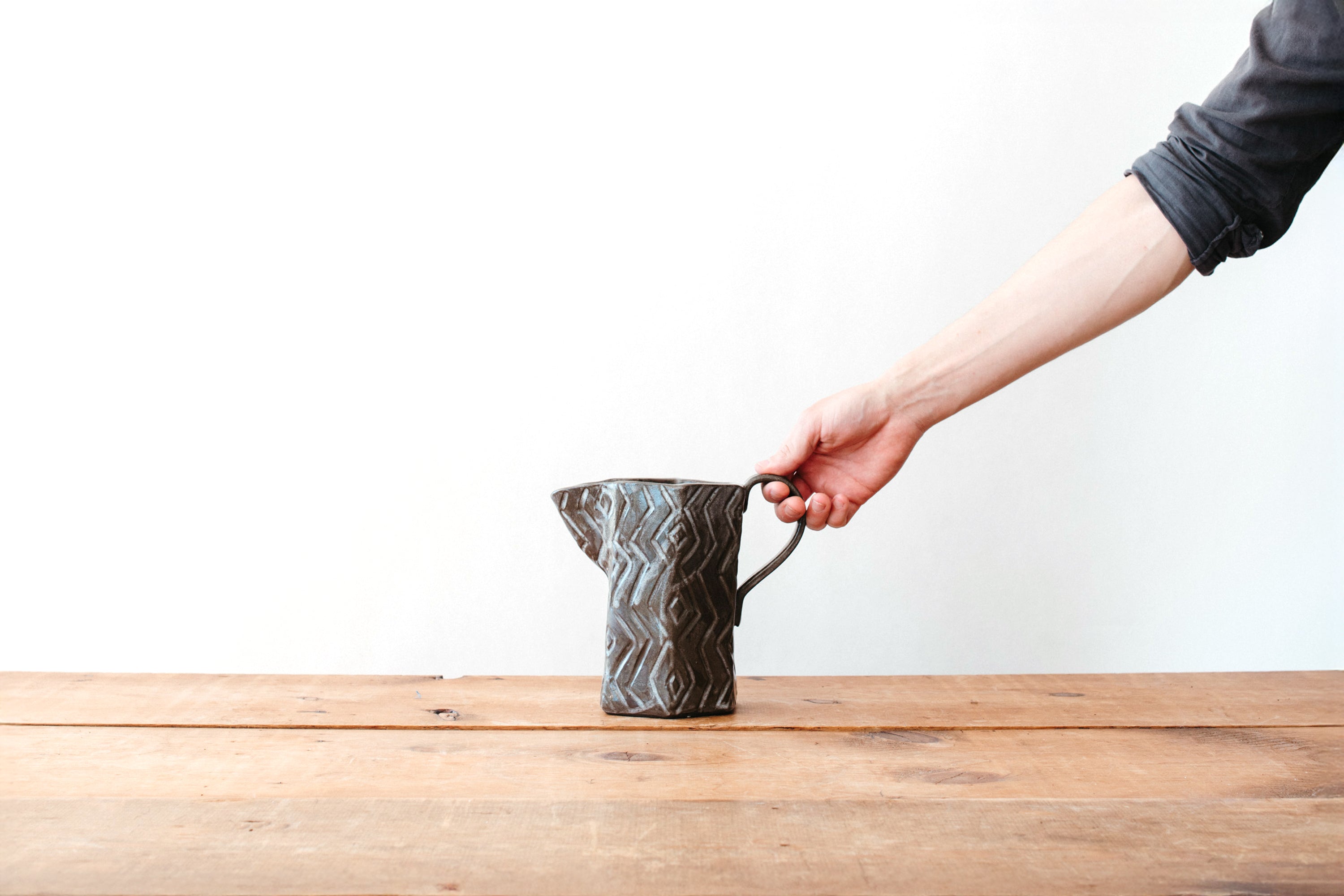 Carved Diamond Pitcher - Brown