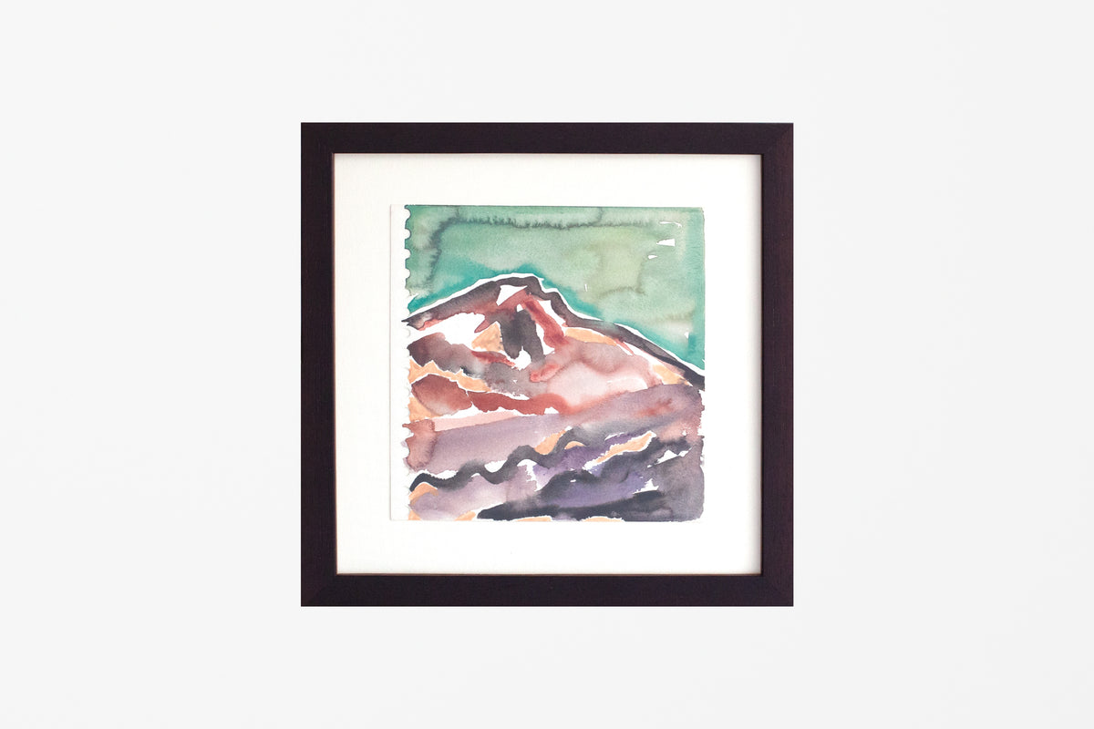 Abstract Mountain Watercolor in Black Frame