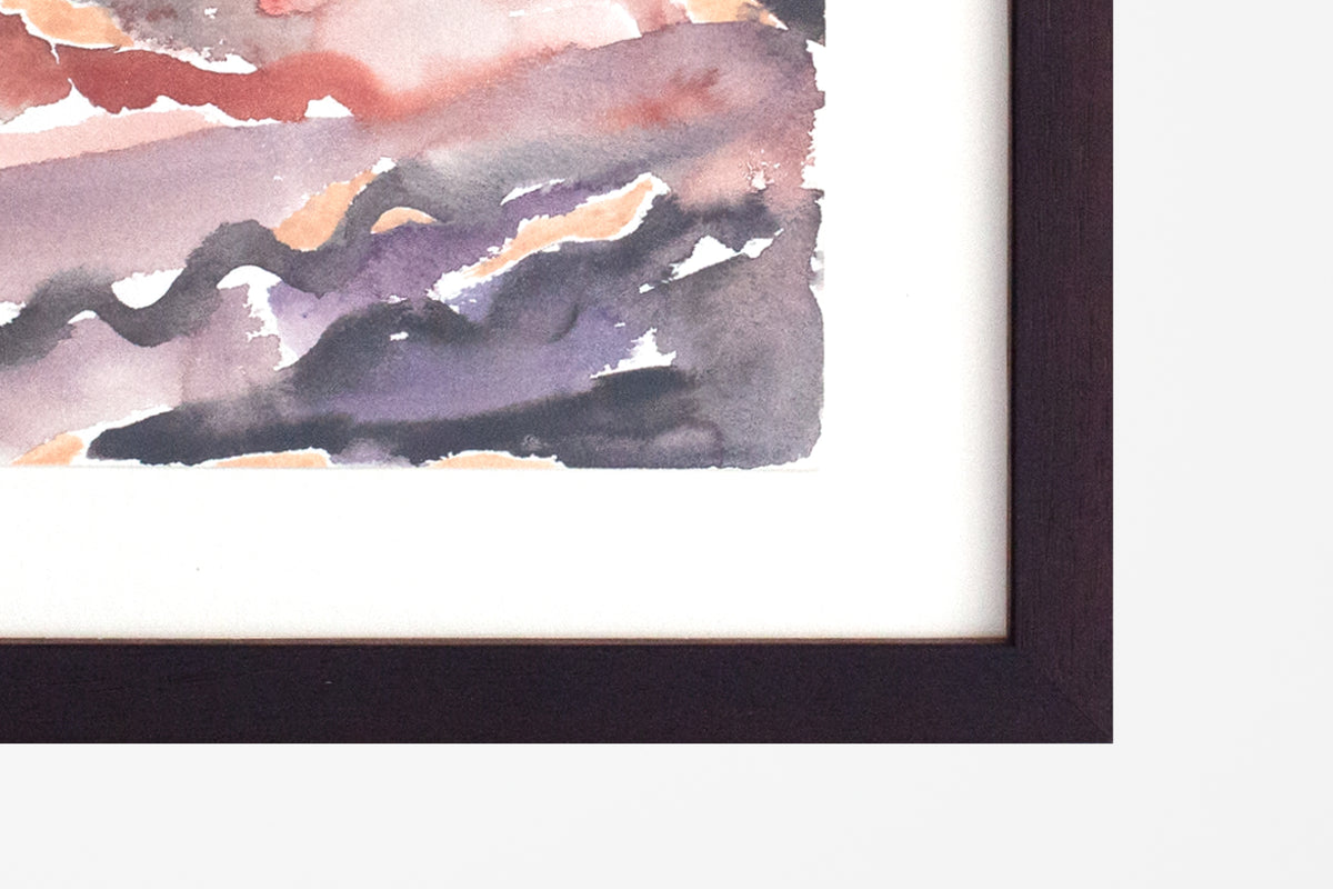Abstract Mountain Watercolor in Black Frame