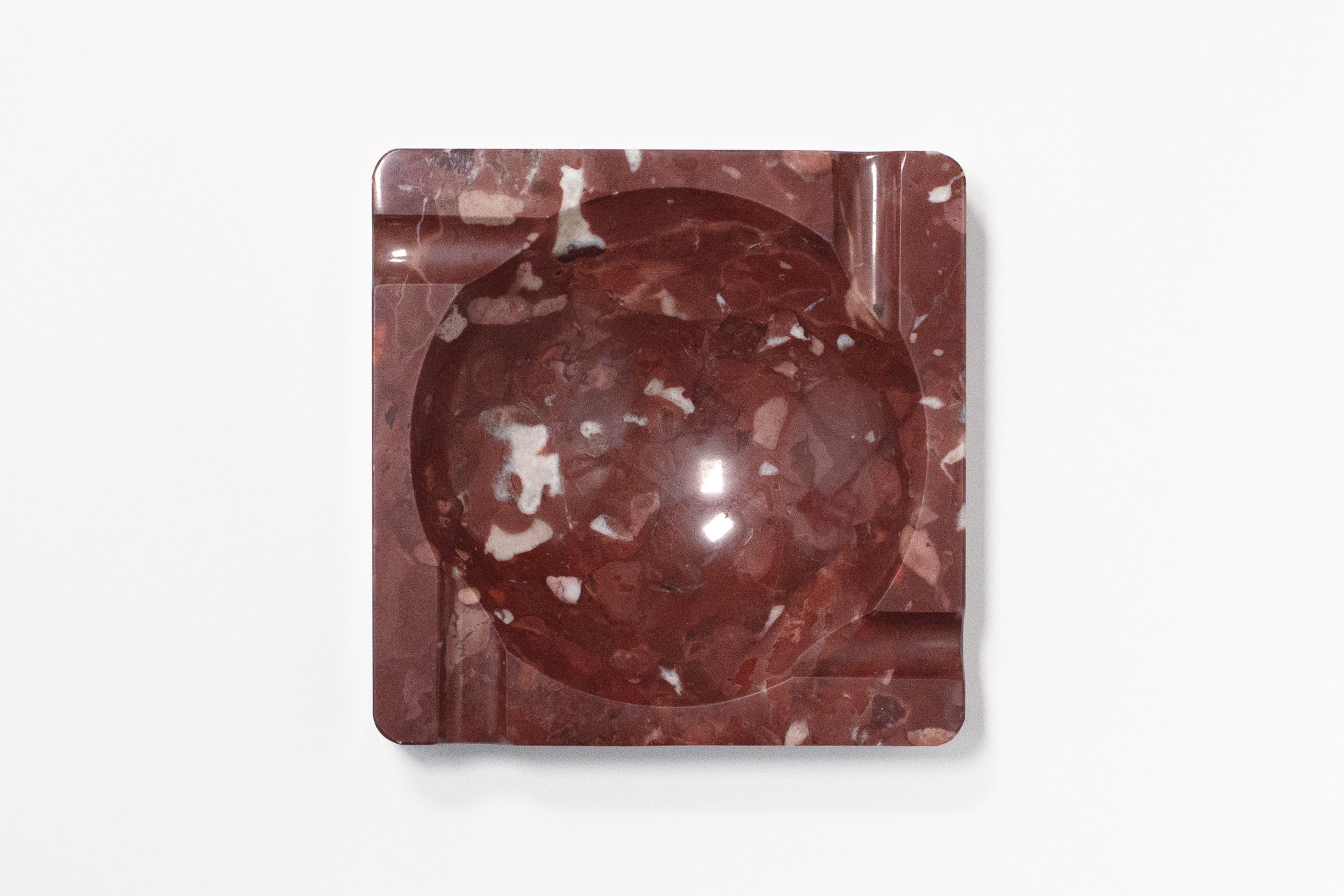 Vintage Marble Ashtray - Burgundy