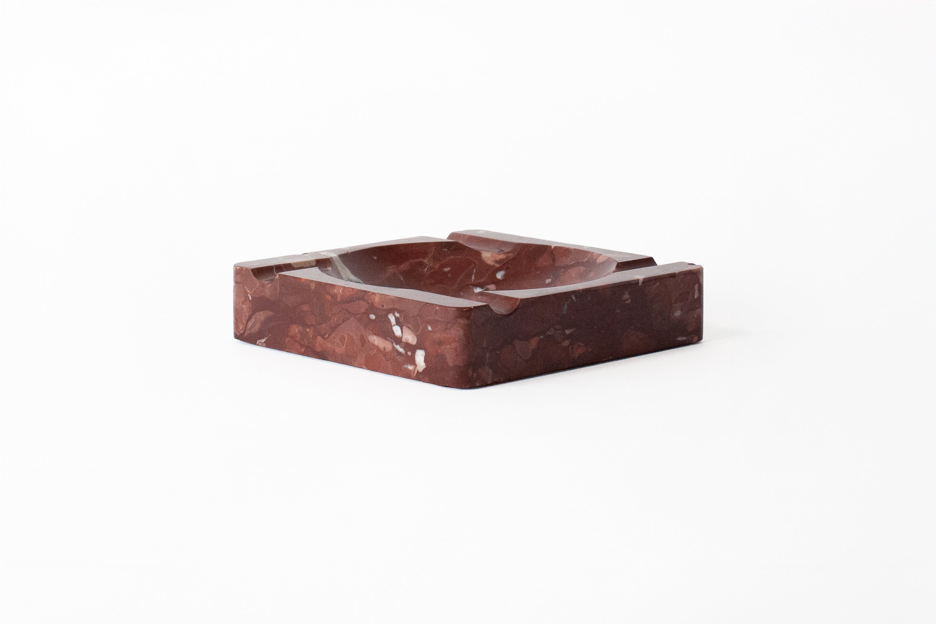Vintage Marble Ashtray - Burgundy