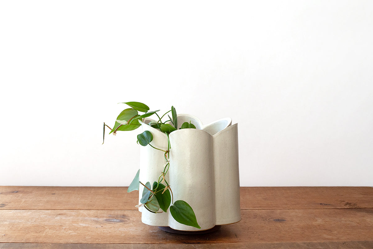 Short Scallop Vase - Cream