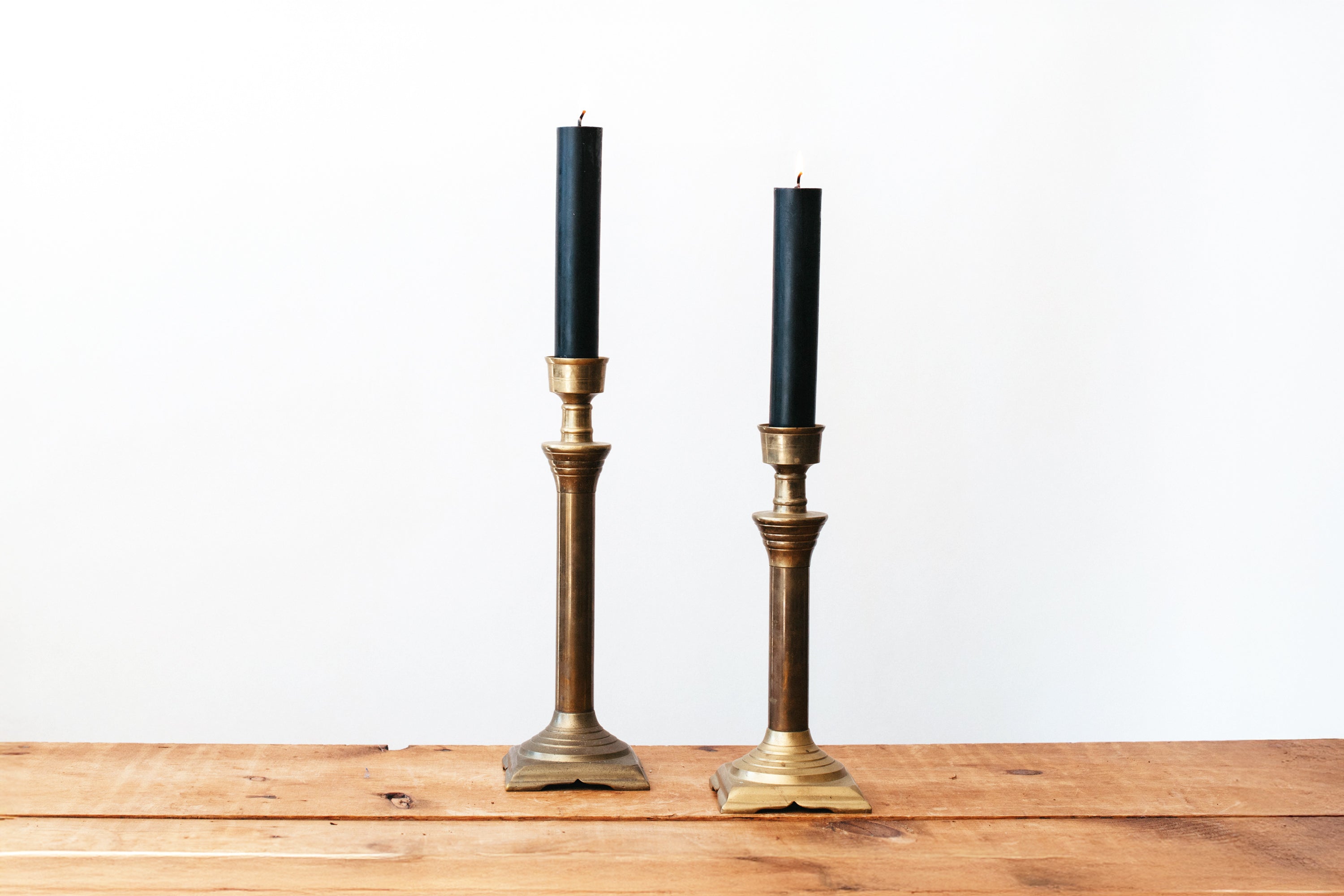 Pair of Art Deco Brass Candleholders