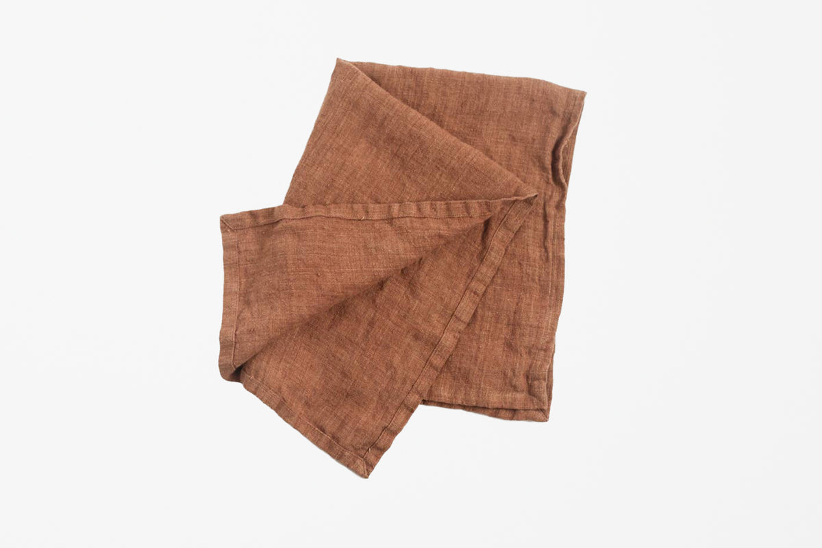 Stone Washed Linen Tea Towel - Terracotta