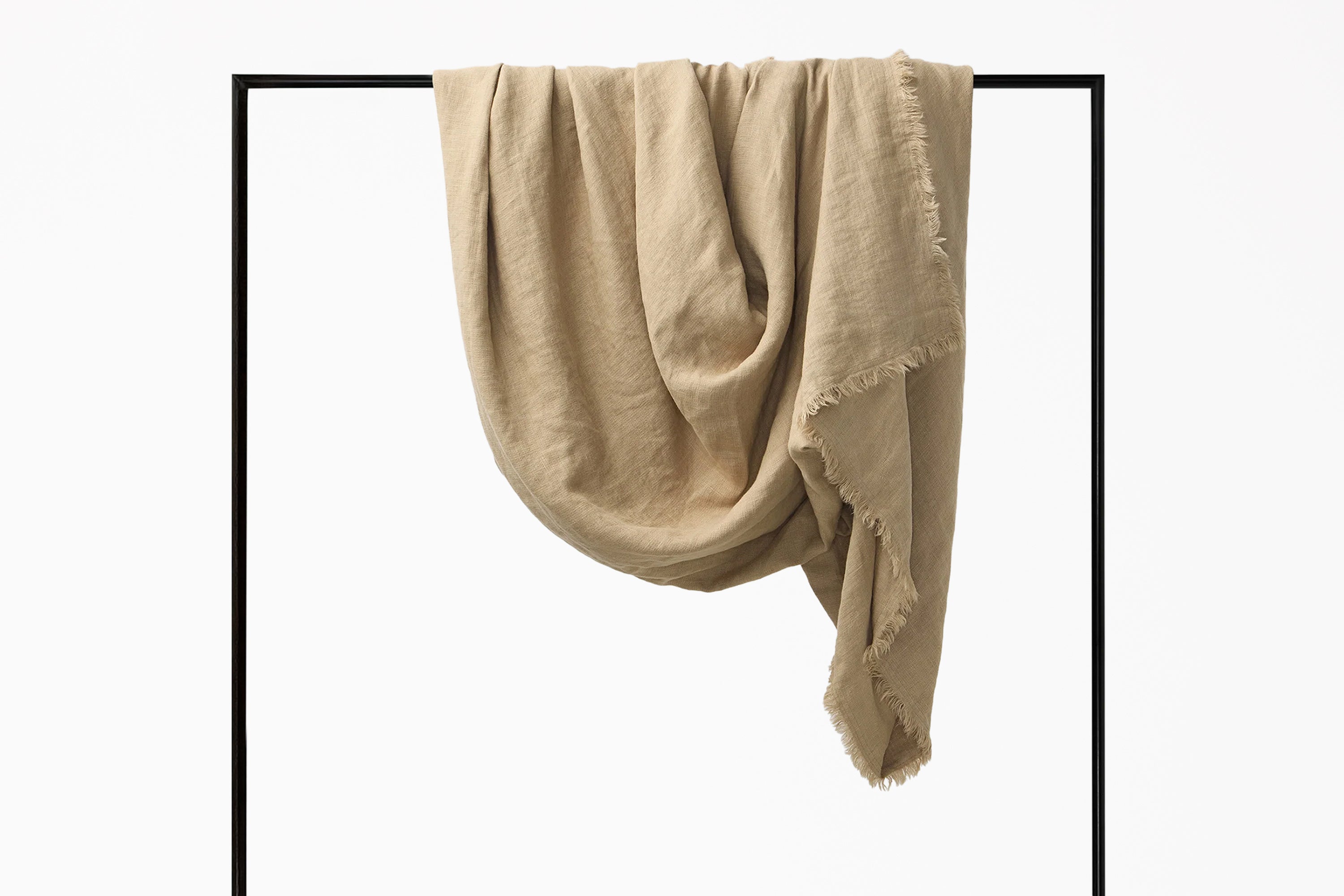 Freya Linen Throw - Biscuit