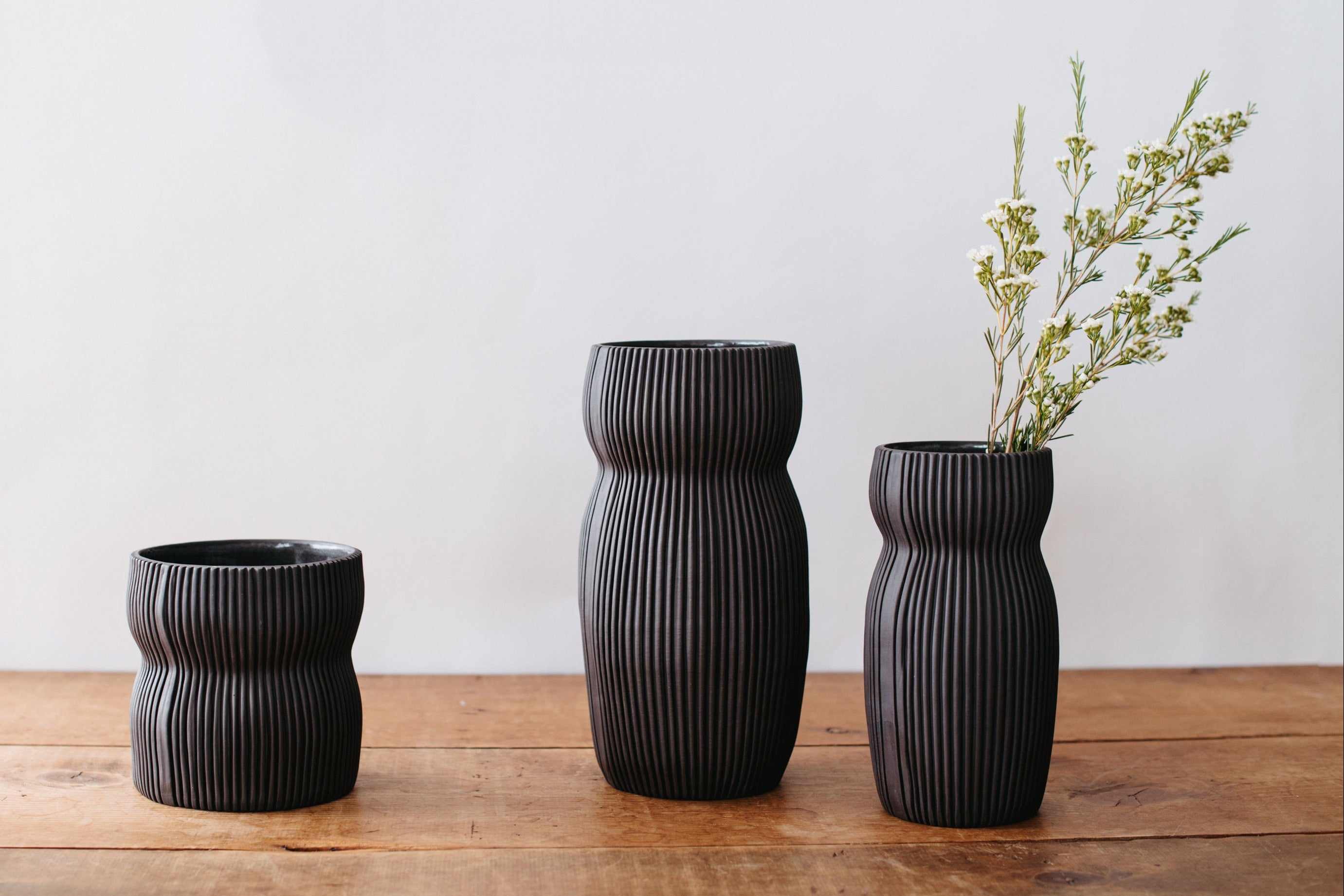 Cym Warkov Ceramics - Round Curvy Vases - Black