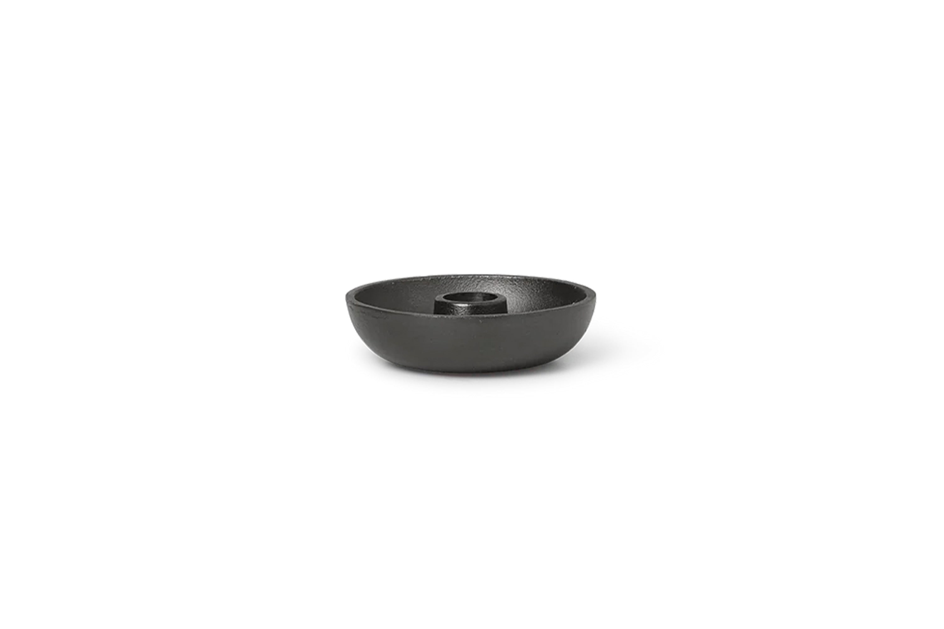 Single Bowl Candle Holder - Blackened Aluminum