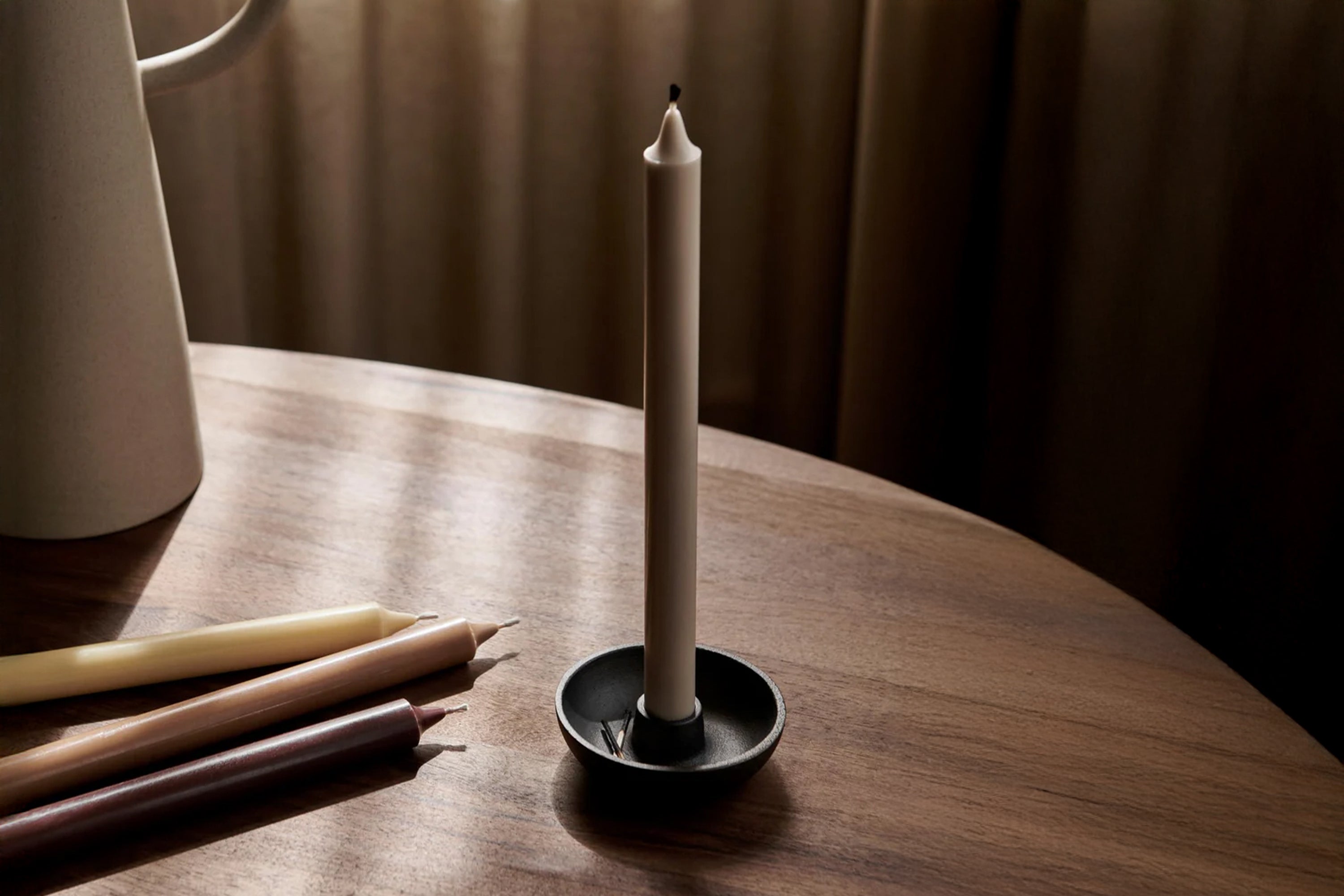Single Bowl Candle Holder - Blackened Aluminum