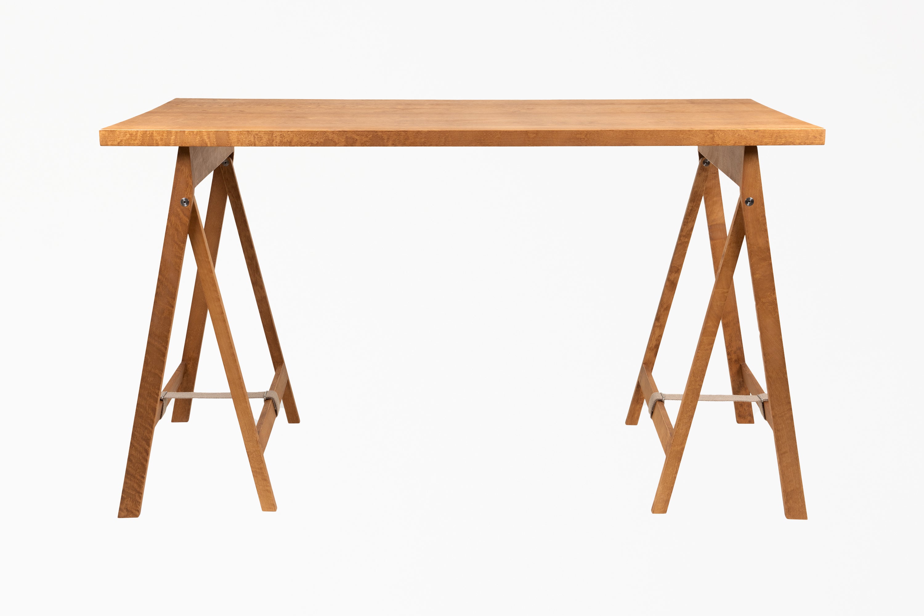 Folding Flat Trestle Table - Warm Brown Birch