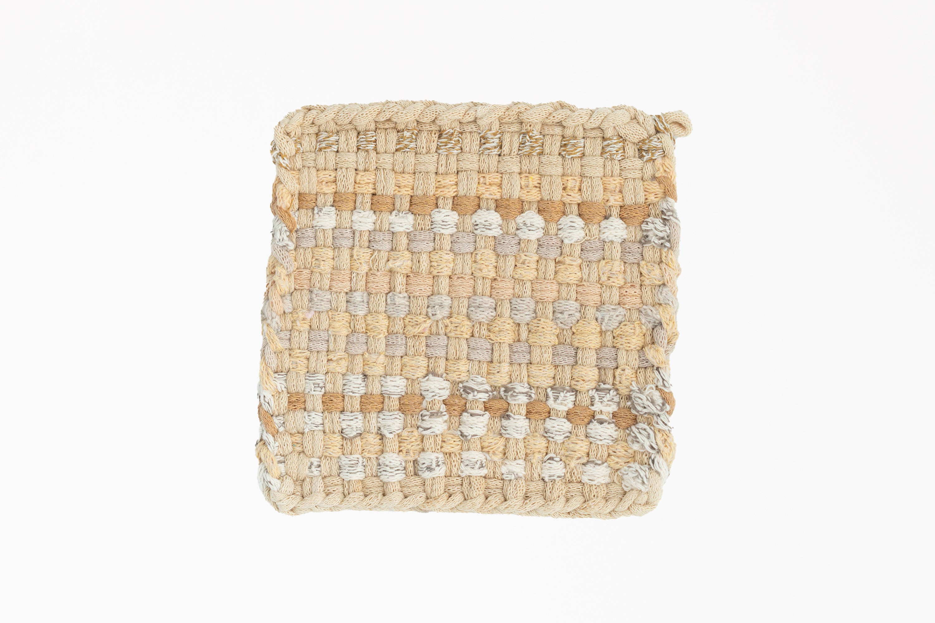 Kate Kilmurray - Handwoven Potholder in Beigh, Tan, White