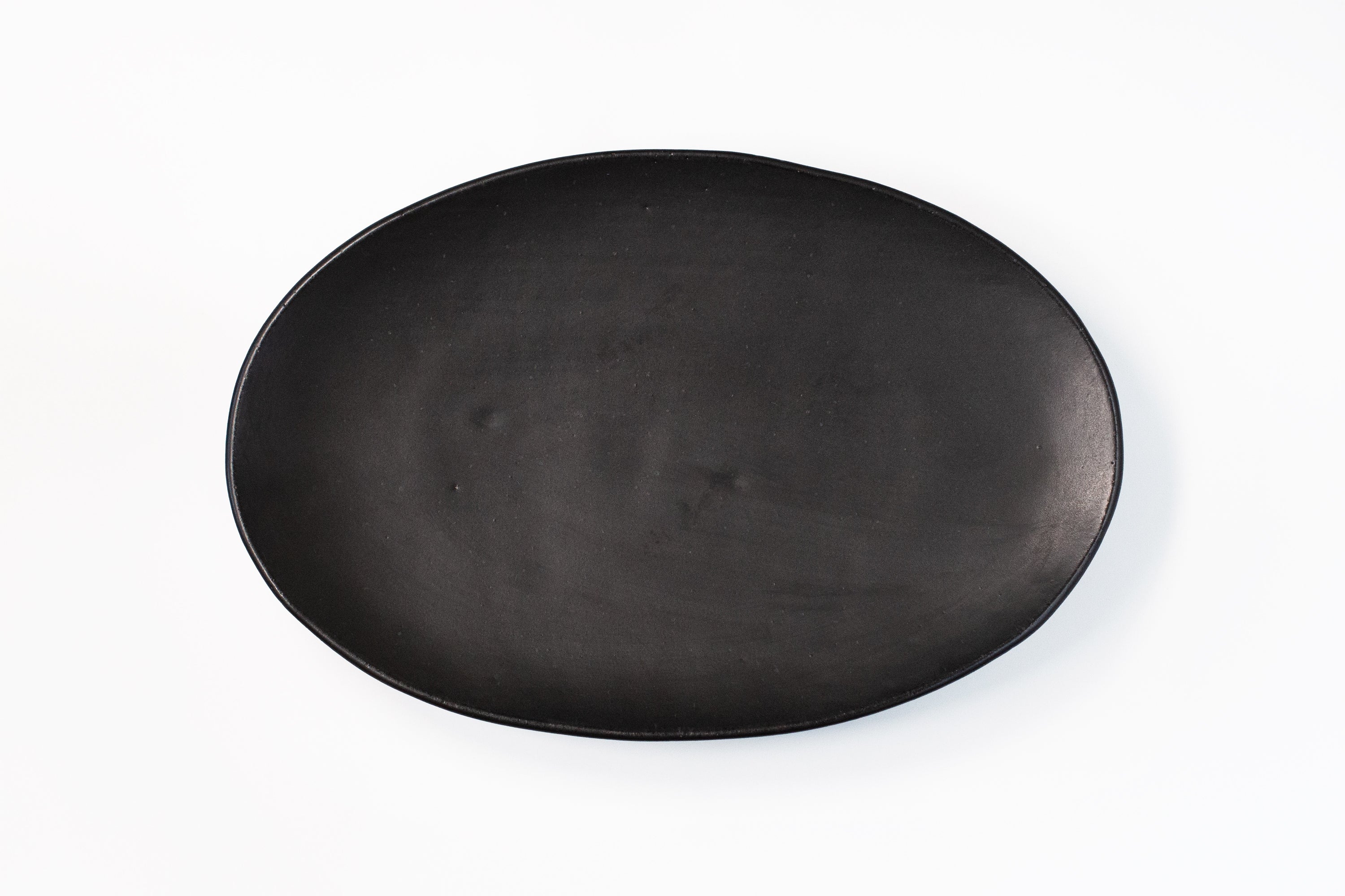 Oval Pedestal Platter - Satin Black