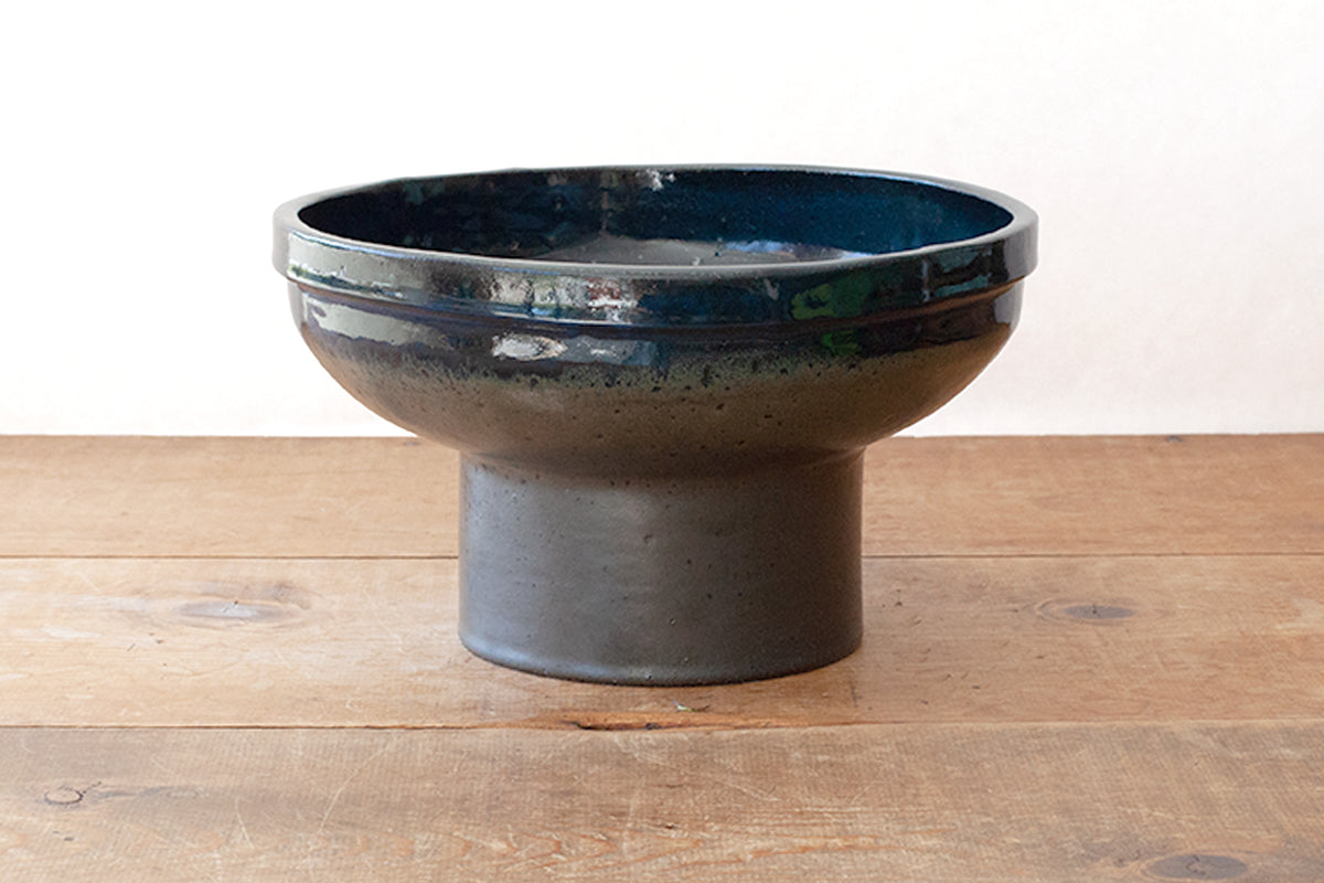 XL Pedestal Bowl - Pewter/Blue/Black