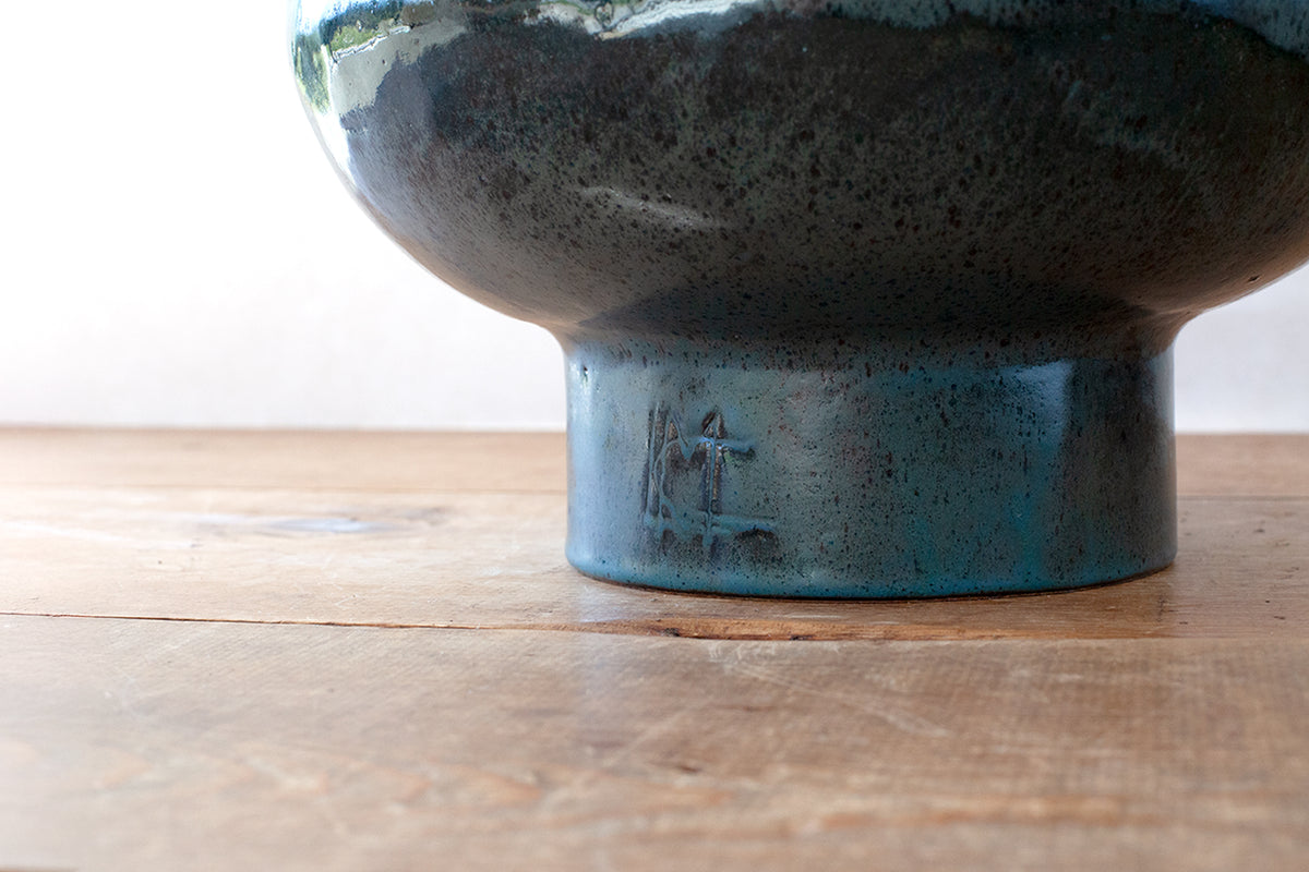 XL Pedestal Bowl - Teal Green/Blue