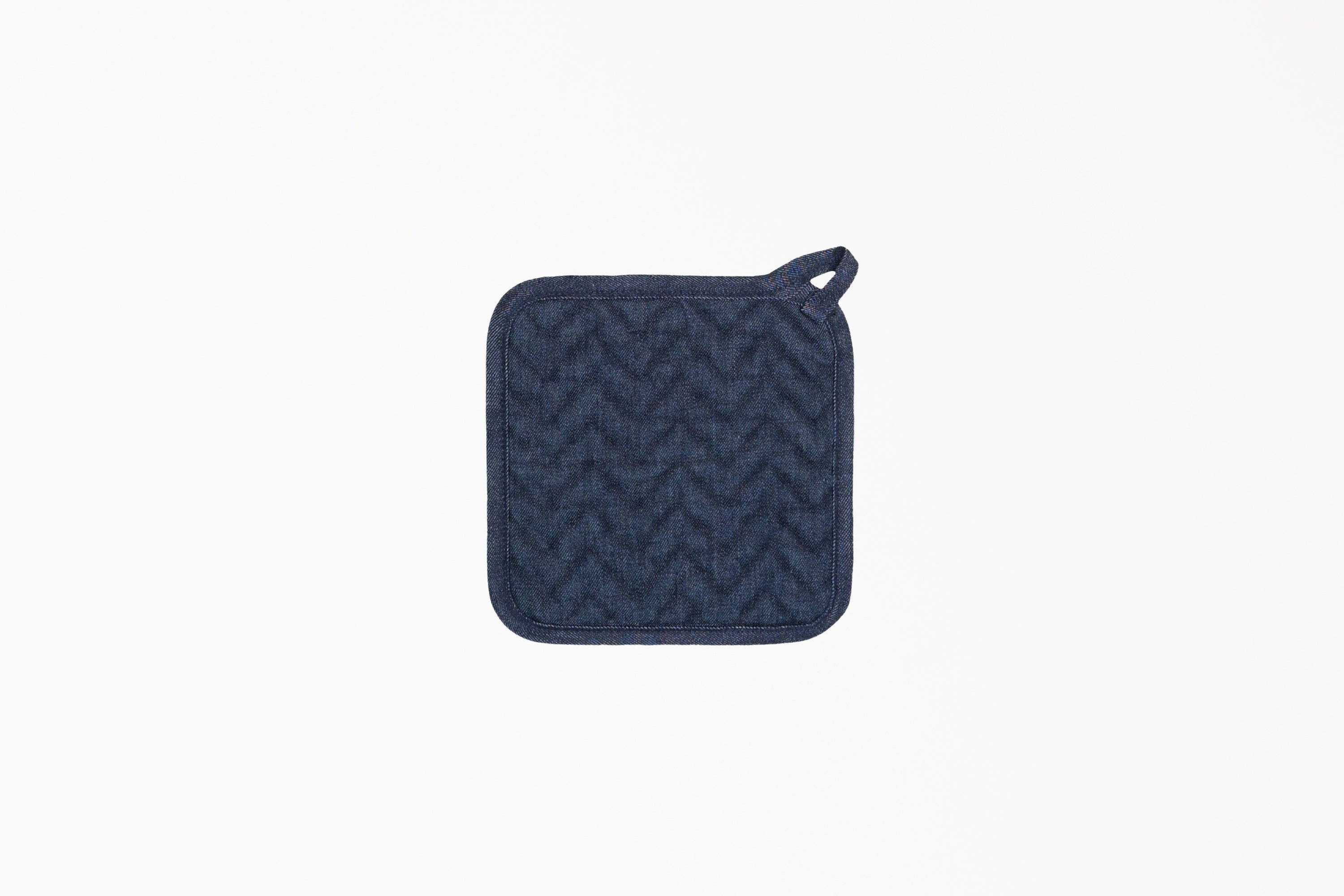 Herringbone Trivet / Pot Holder - Raw Denim