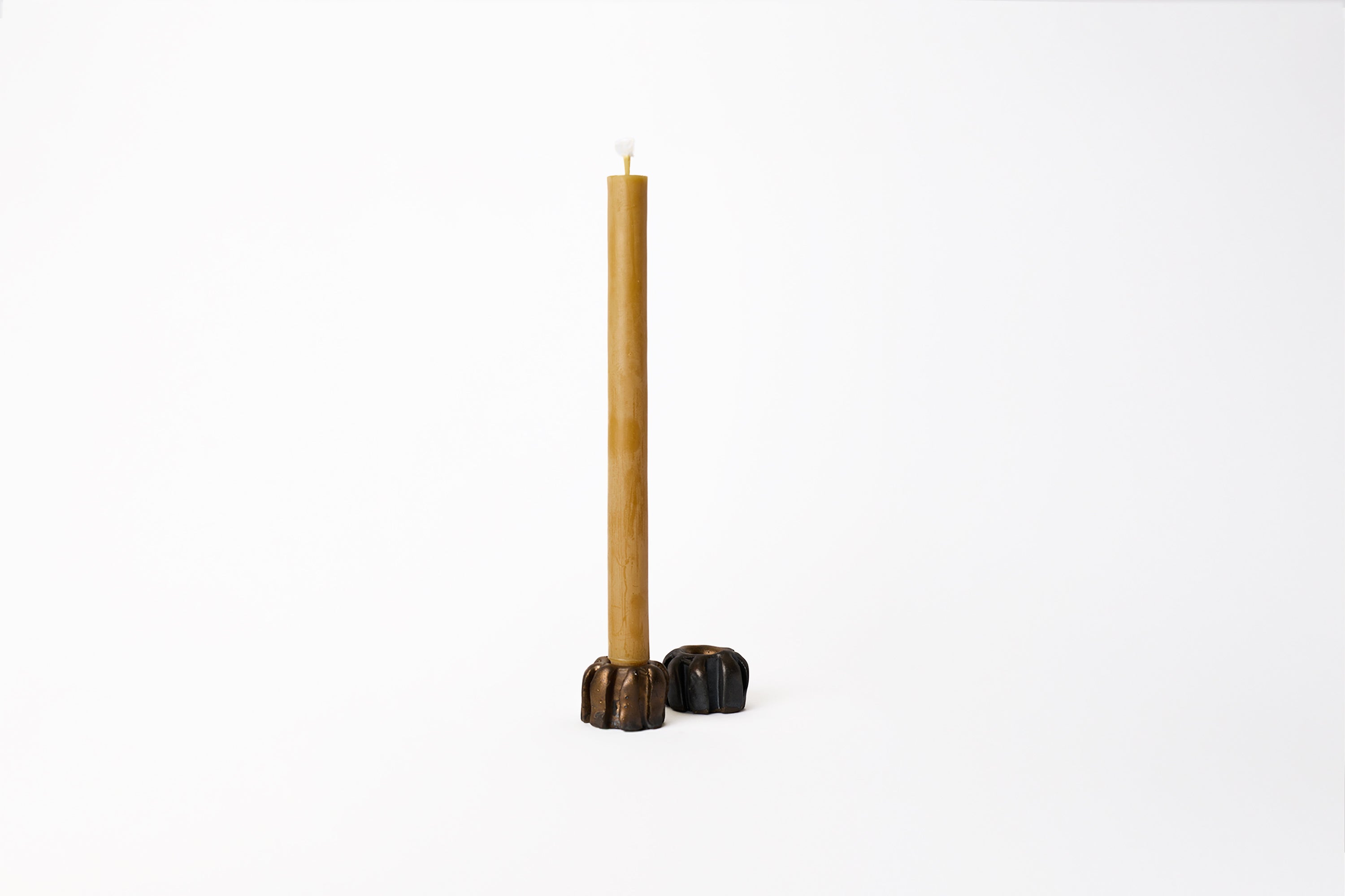 Mondays - Pair of Ribbed Candleholder - Bronze