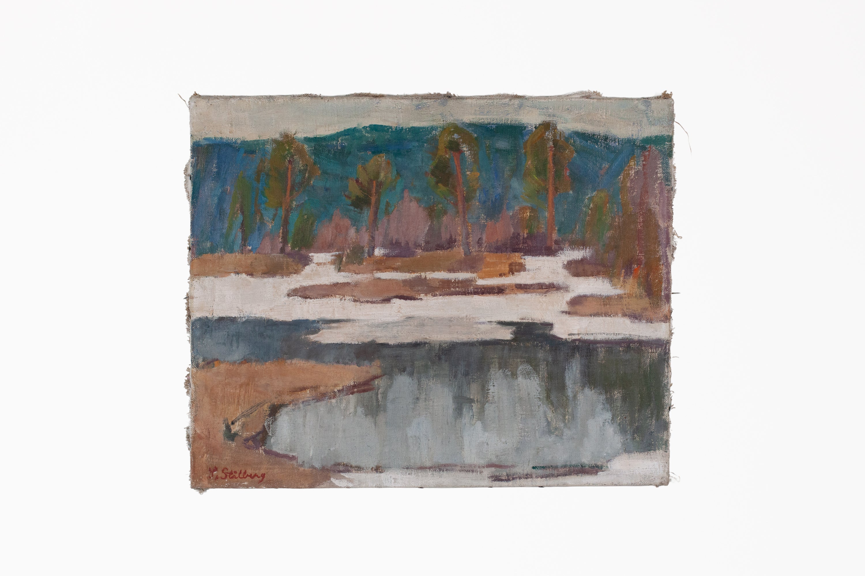 Mountainscape and Pond Painting