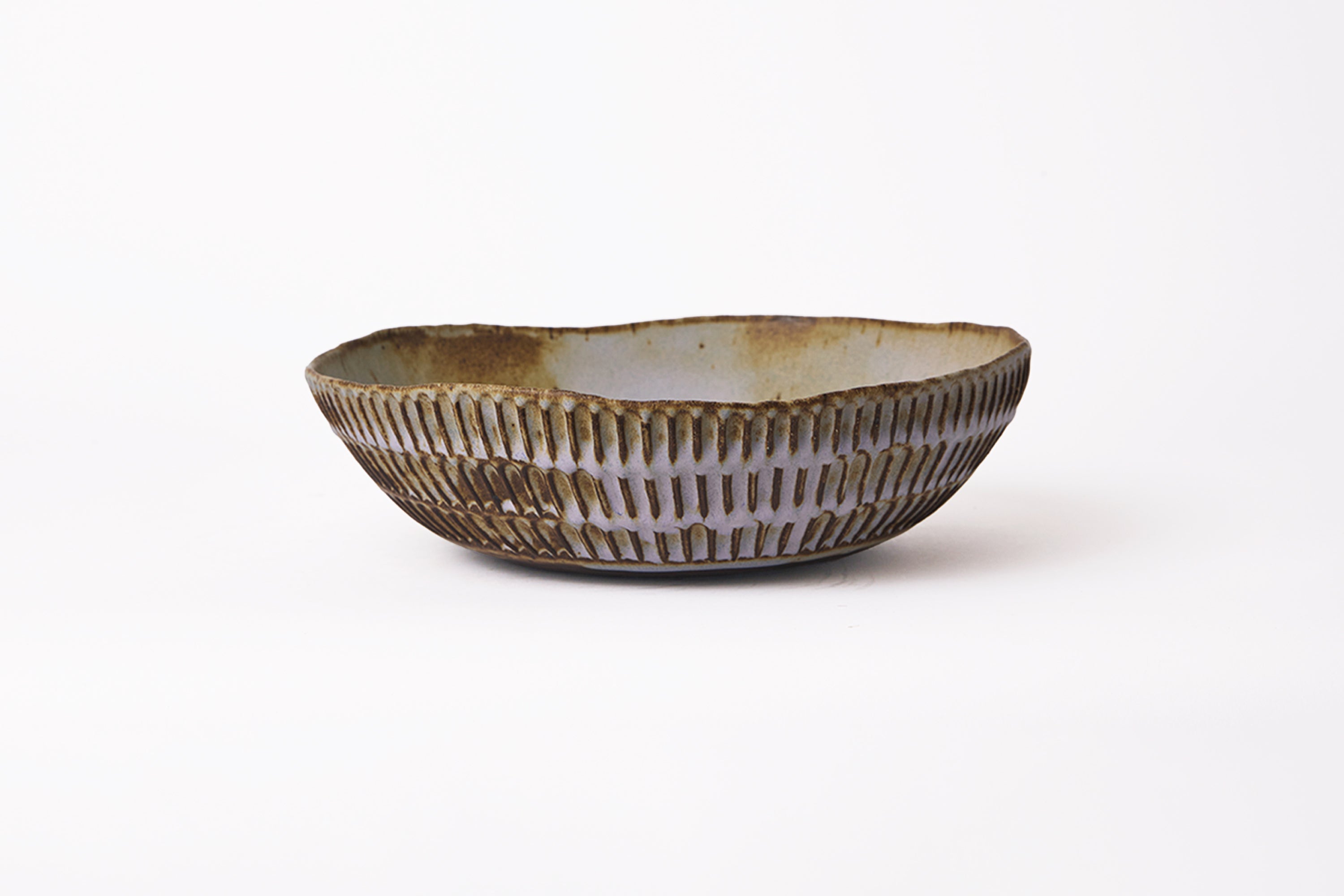 Carved Eggshell Serving Bowl - Dark Lavender