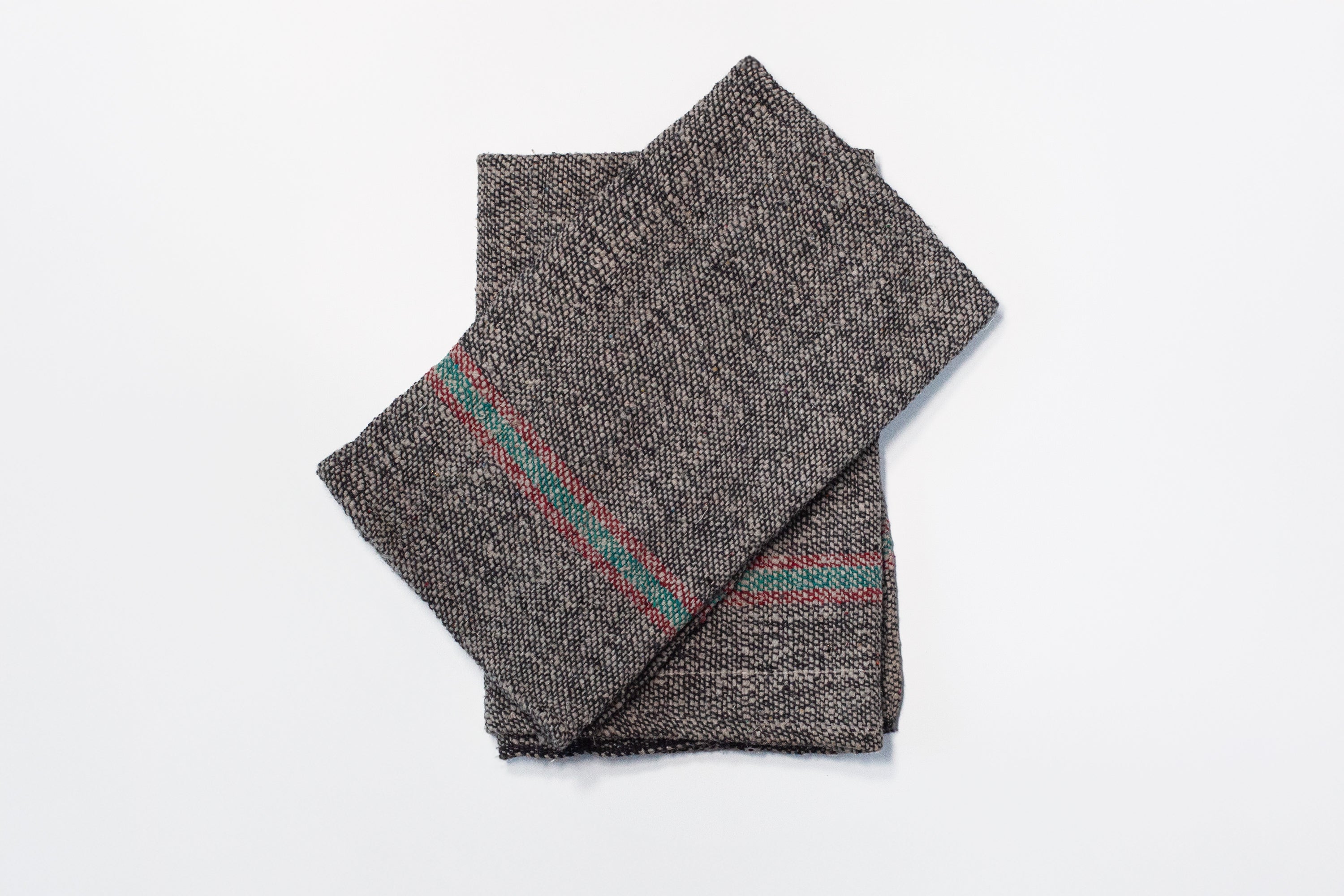 Bamboo Hand Towel - Black with Green/Red Stripe