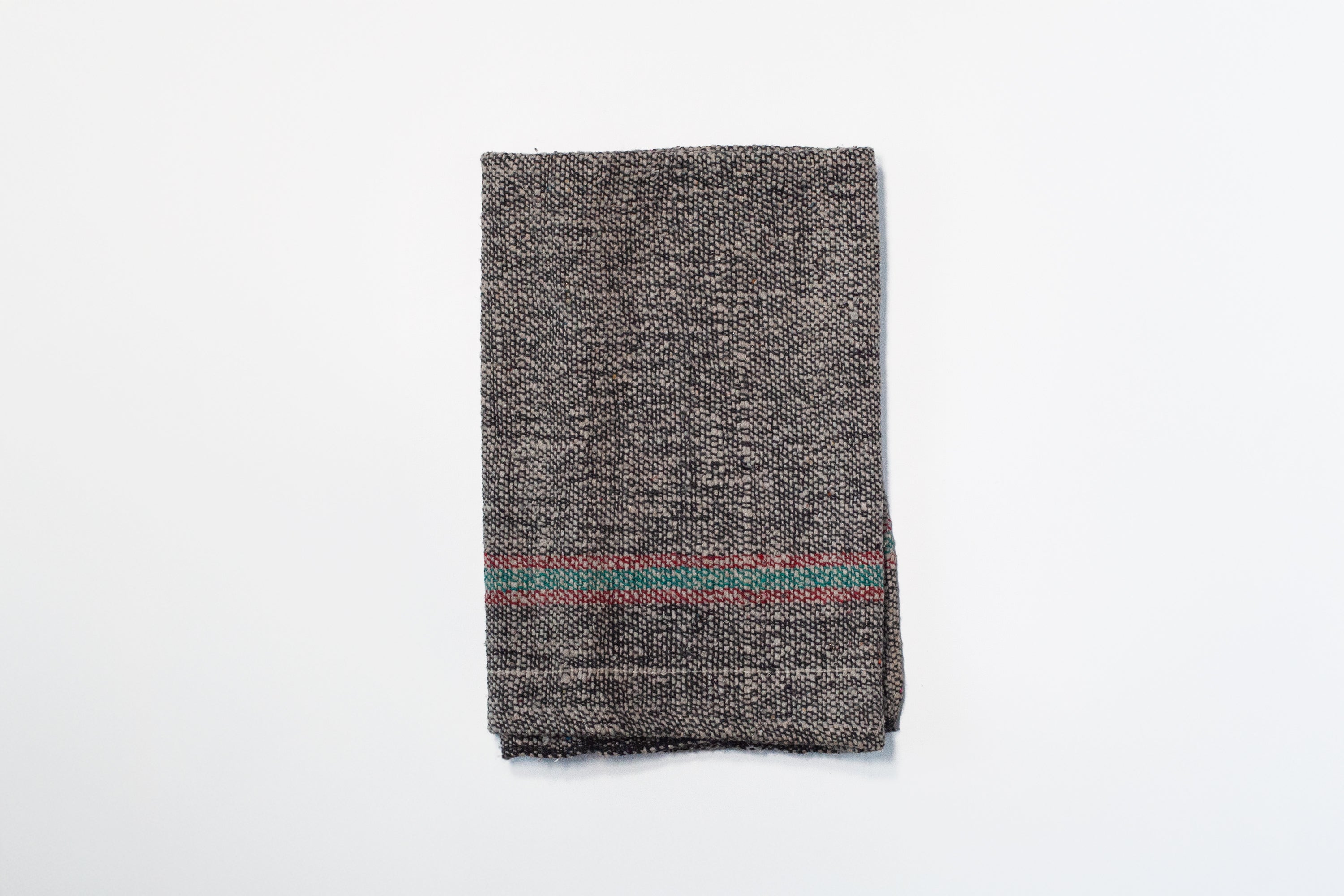 Bamboo Hand Towel - Black with Green/Red Stripe