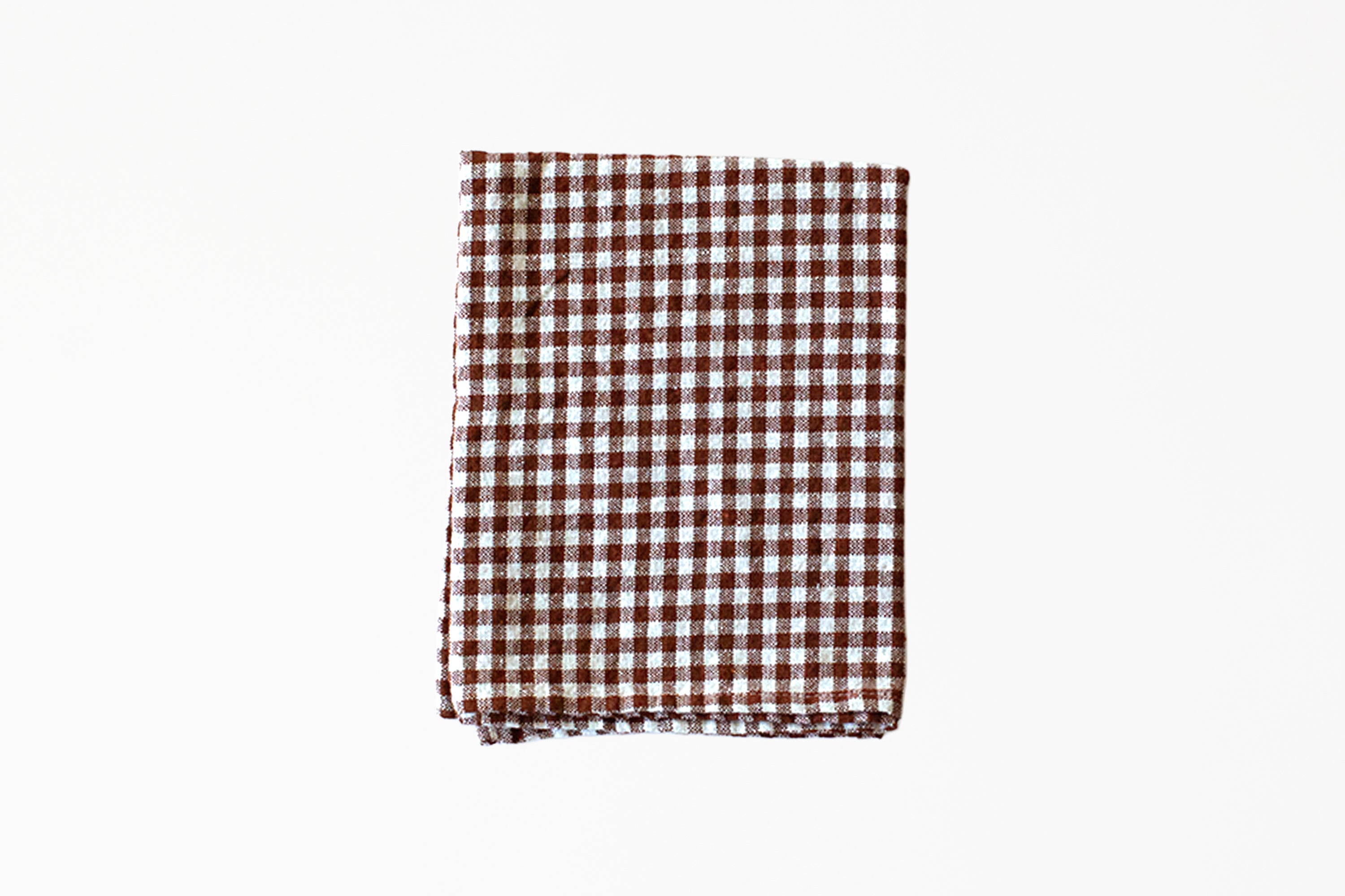 Cotton Gingham Kitchen Towel - Chocolate Brown/White