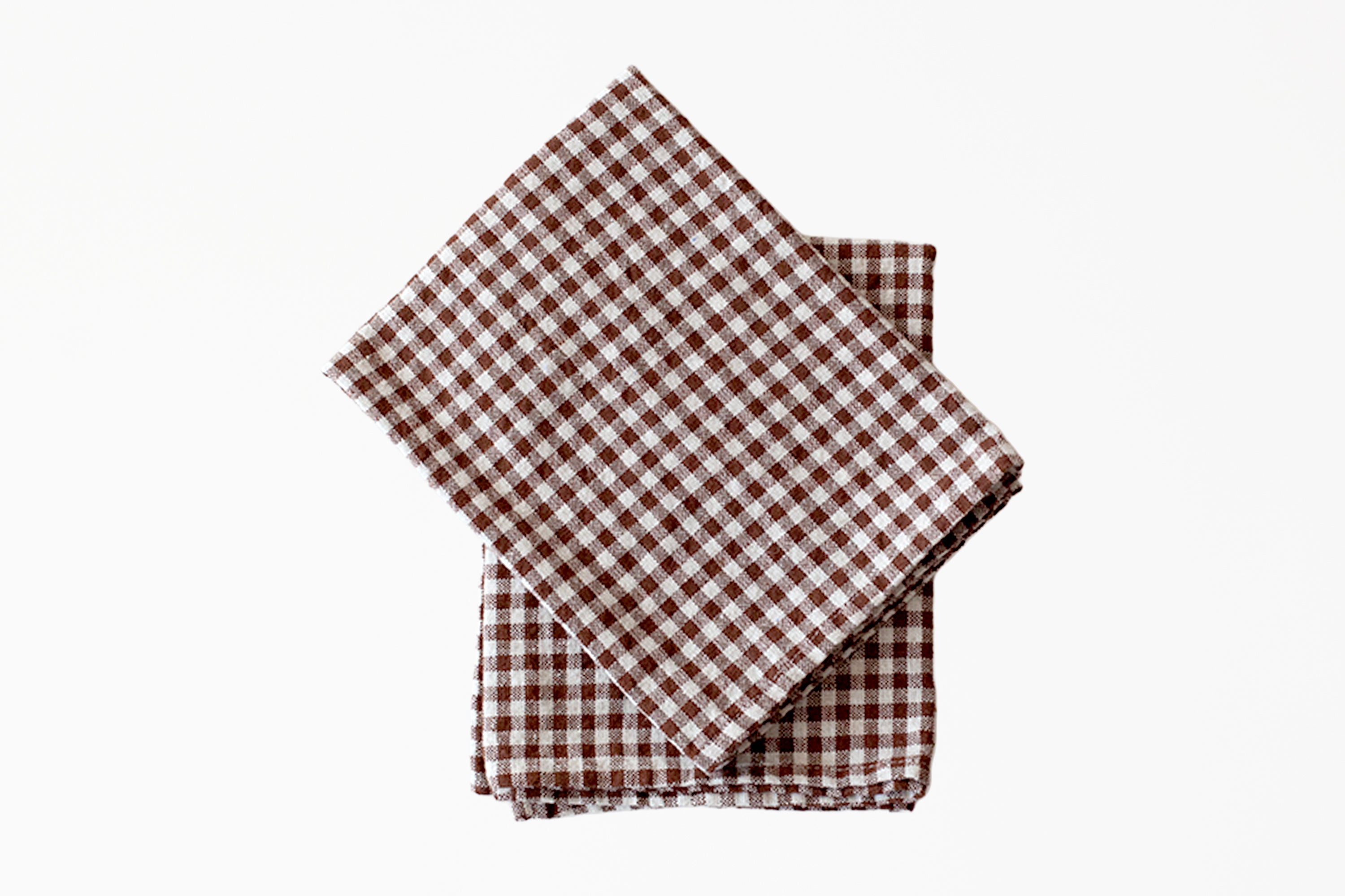 Cotton Gingham Kitchen Towel - Chocolate Brown/White