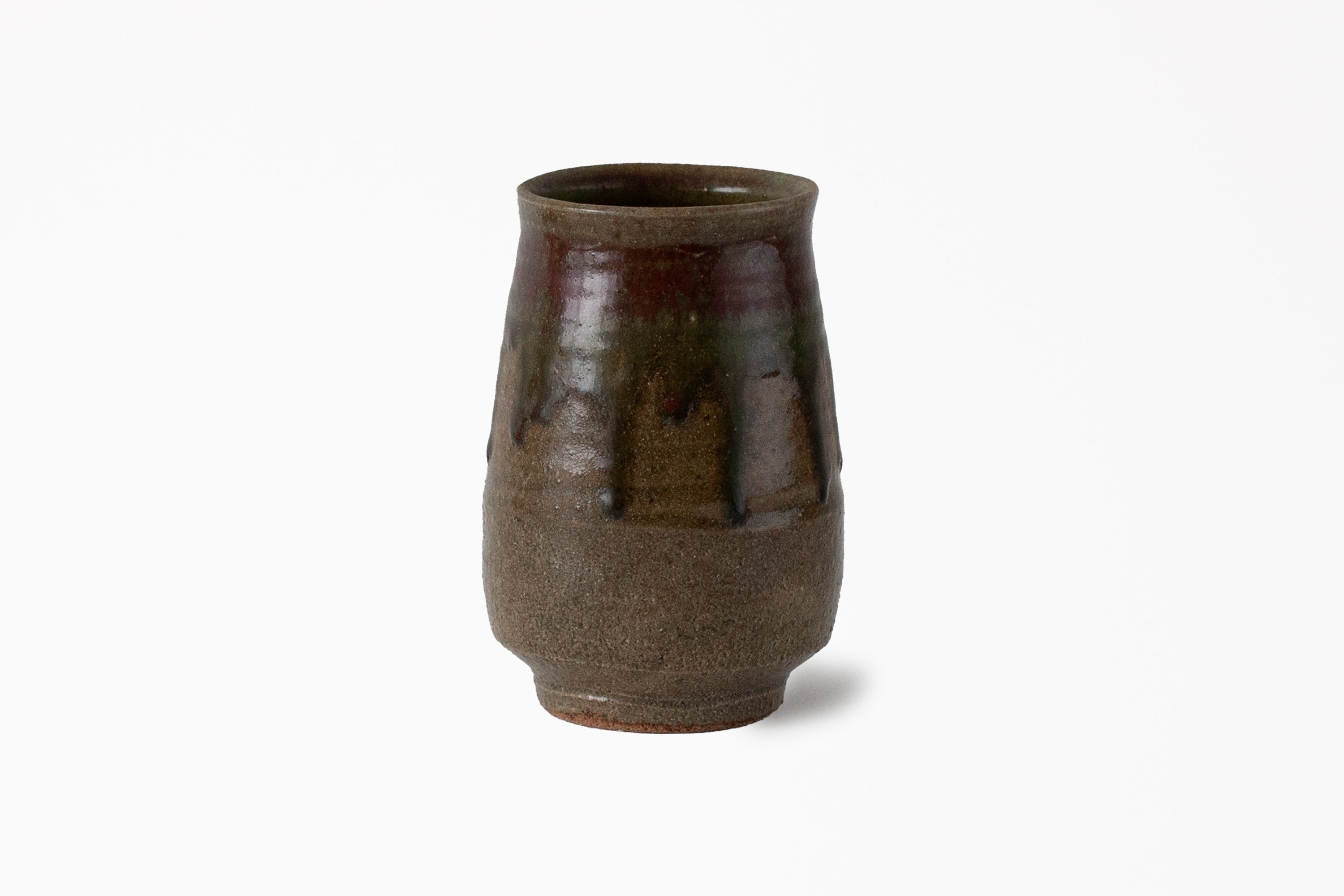 Studio Pottery Vase - Drippy Maroon/Green