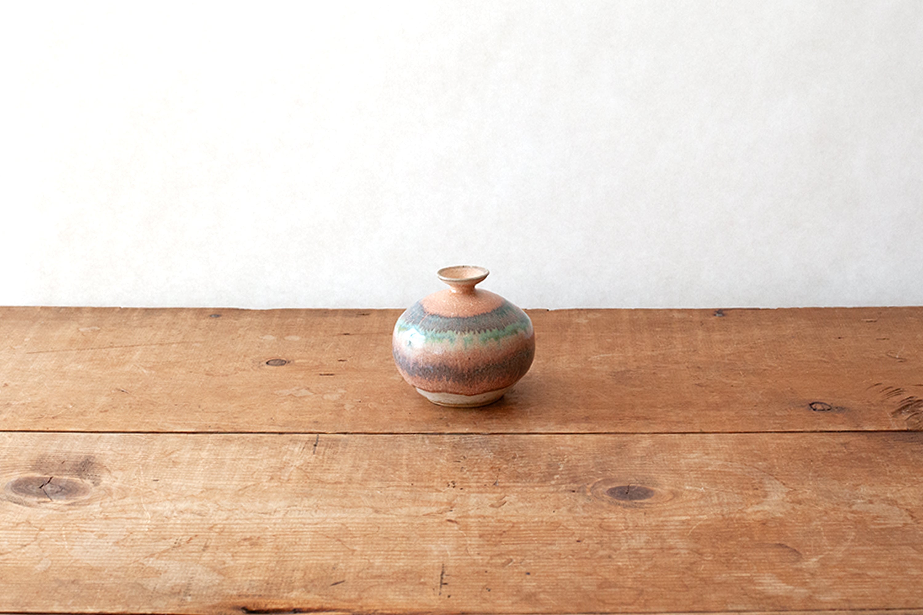 Studio Pottery Bud Vase - Drippy Teal/Blue/Tan