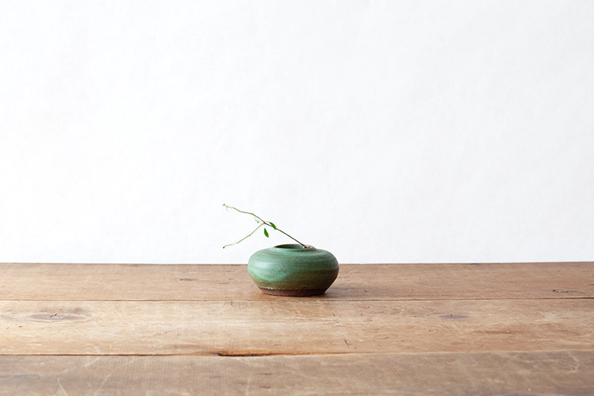 Studio Pottery Bud Vase - Small Green